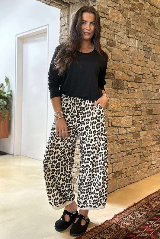 The Scamp Leopard Demi Bloom Pant Ecru